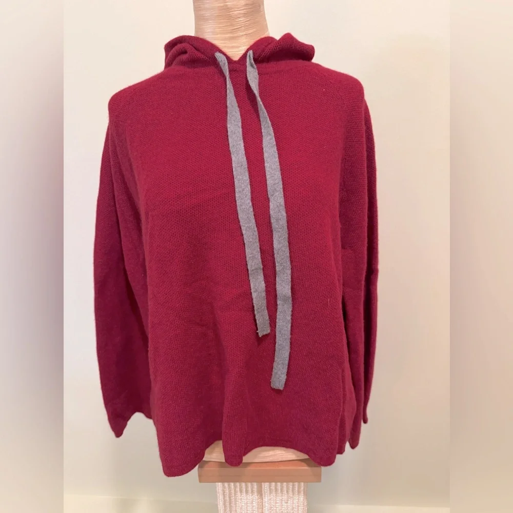 Kokun 100% cashmere burgundy hoodie sweater - Picture 1 of 10
